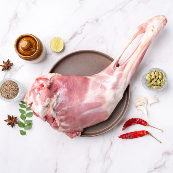 Premium Goat Mutton Raan / Leg Portion Curry Cut (380g to 400g Pack)